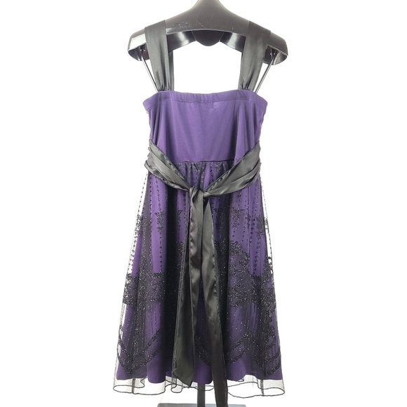 Candy Couture Baby Doll Lace  Dress Violet Black Overlay Size Medium - Picture 4 of 5